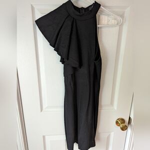 Lulus Black Bodycon Dress With 1 Flutter Sleeve- M (Has Been Altered)